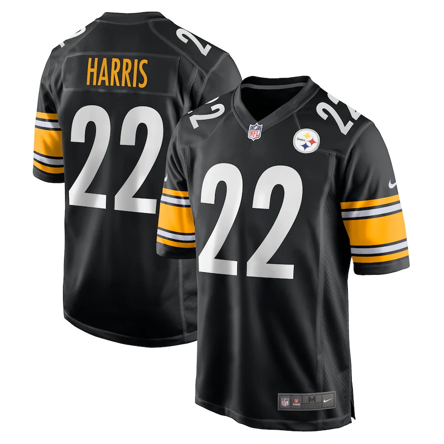 Custom Youth Pittsburgh Steelers #22 Najee Harris Nike Black 2021 NFL Draft First Round Pick Game Jersey